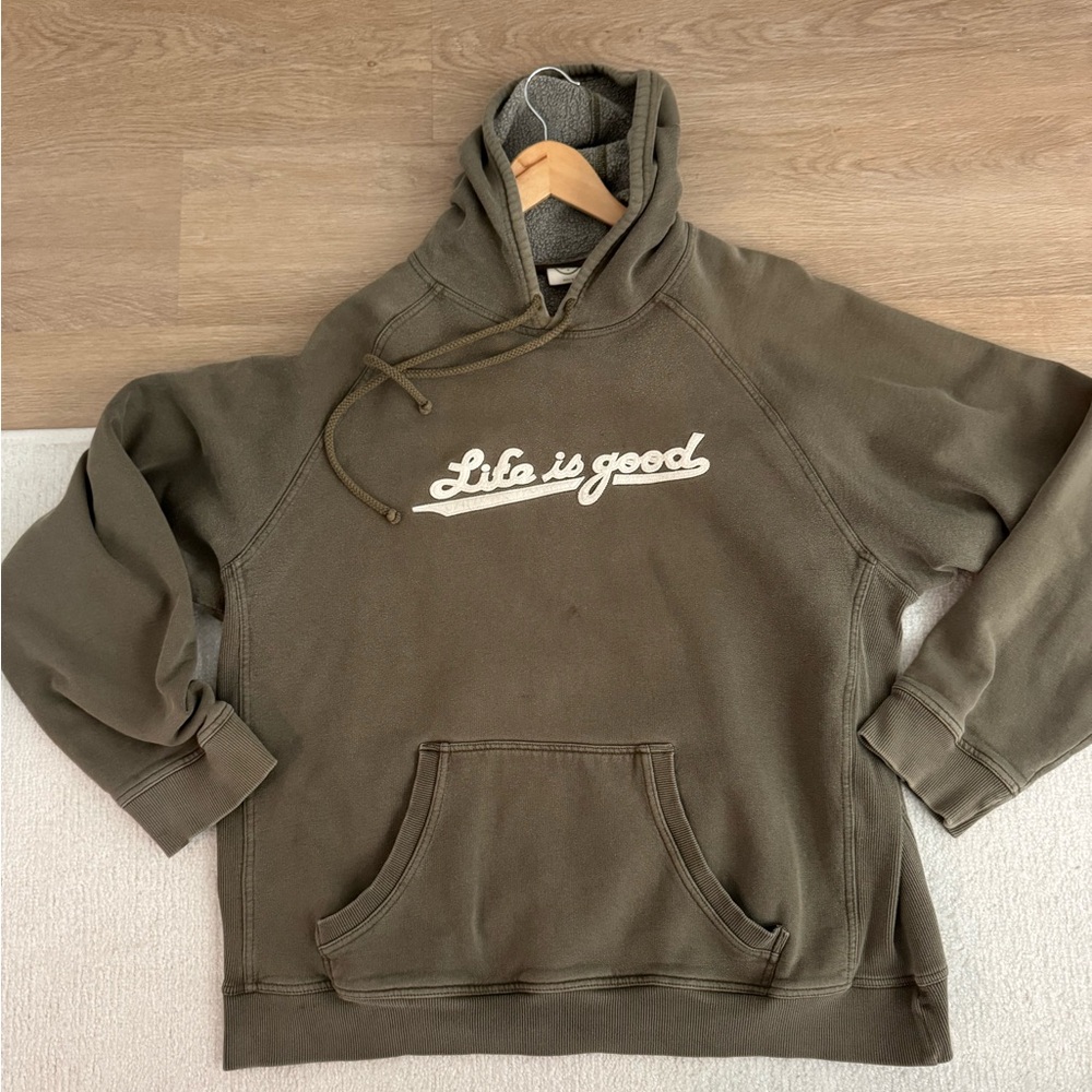 Life Is Good Men's Earthy Green Hoodie